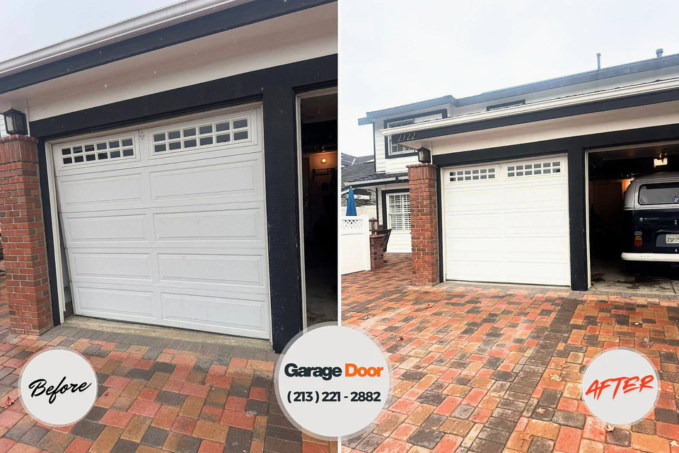 Before and after: garage door repair Greer, SC